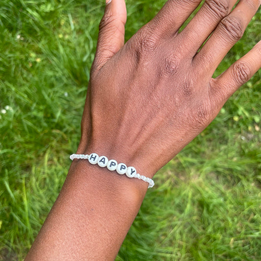 'happy' Armband weiß